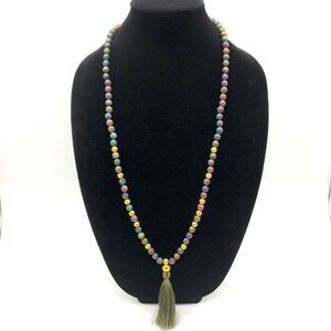Gorjana Wooden & Gold Tone Beads w/ Silk Tassel